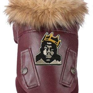 BIGGIE NOTORIUS dog music rap fur leather lux embroidered dog cat pet medium hiP